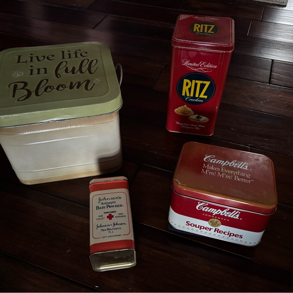 Vintage Tin Canisters with Campbell's and Ritz Designs